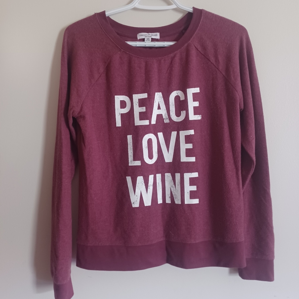 Maroon Grayson Threads XS Sweater, Peace Love Wine